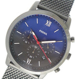 Fossil Neutra Chronograph Blue Dial Silver Mesh Bracelet Watch for Men - FS5383
