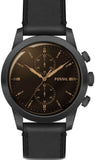 Fossil Goodwin Chronograph Black Dial Black Leather Strap Watch for Men - FS5585