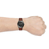 Fossil Everett Chronograph Grey Dial Brown Leather Strap Watch for Men - FS5799