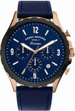 Fossil Forrester Chronograph Blue Dial Blue Leather Strap Watch for Men - FS5814