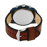 Fossil Bronson Chronograph Luggage Blue Dial Brown Leather Strap Watch for Men - FS5829