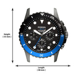 Fossil FB-01 Chronograph Black Dial Grey Steel Strap Watch for Men - FS5835