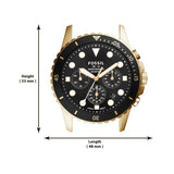 Fossil FB-01 Chronograph Black Dial Gold Steel Strap Watch for Men - FS5836