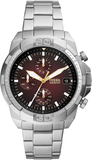 Fossil Bronson Chronograph Red Dial Silver Steel Strap Watch for Men - FS5878