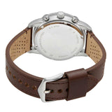 Fossil Sport Tourer Chronograph White Dial Brown Leather Strap Watch for Men - FS6042