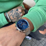 Hugo Boss Champion Chronograph Blue Dial Silver Steel Strap Watch for Men - 1513818