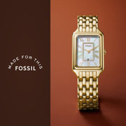 Fossil Raquel Three Hand Mother of Pearl Dial Gold Steel Strap Watch For Women - ES5304
