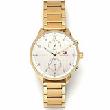 Tommy Hilfiger Chase Quartz White Dial Gold Steel Strap Watch for Men - 1791576