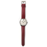 Gucci G Timeless Automatic Silver Dial Red Leather Strap Watch For Men - YA126346