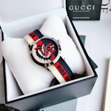 Gucci G Timeless Quartz White Red Blue Dial Multicolored NATO Strap Watch For Men - YA1264059