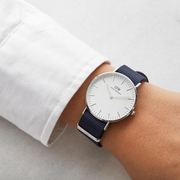 Daniel Wellington Classic Bayswater White Dial Blue NATO Strap Watch For Women