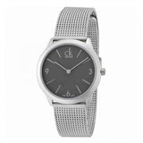 Calvin Klein Minimal Grey Dial Silver Mesh Bracelet Watch for Men - K3M52154