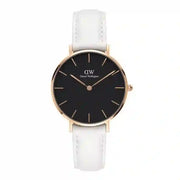 Daniel Wellington Classic Petite Bondi Black Dial White Leather Strap Watch For Women - DW00100283