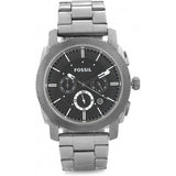 Fossil Machine Chronograph Black Dial Silver Steel Strap Watch for Men - FS4776