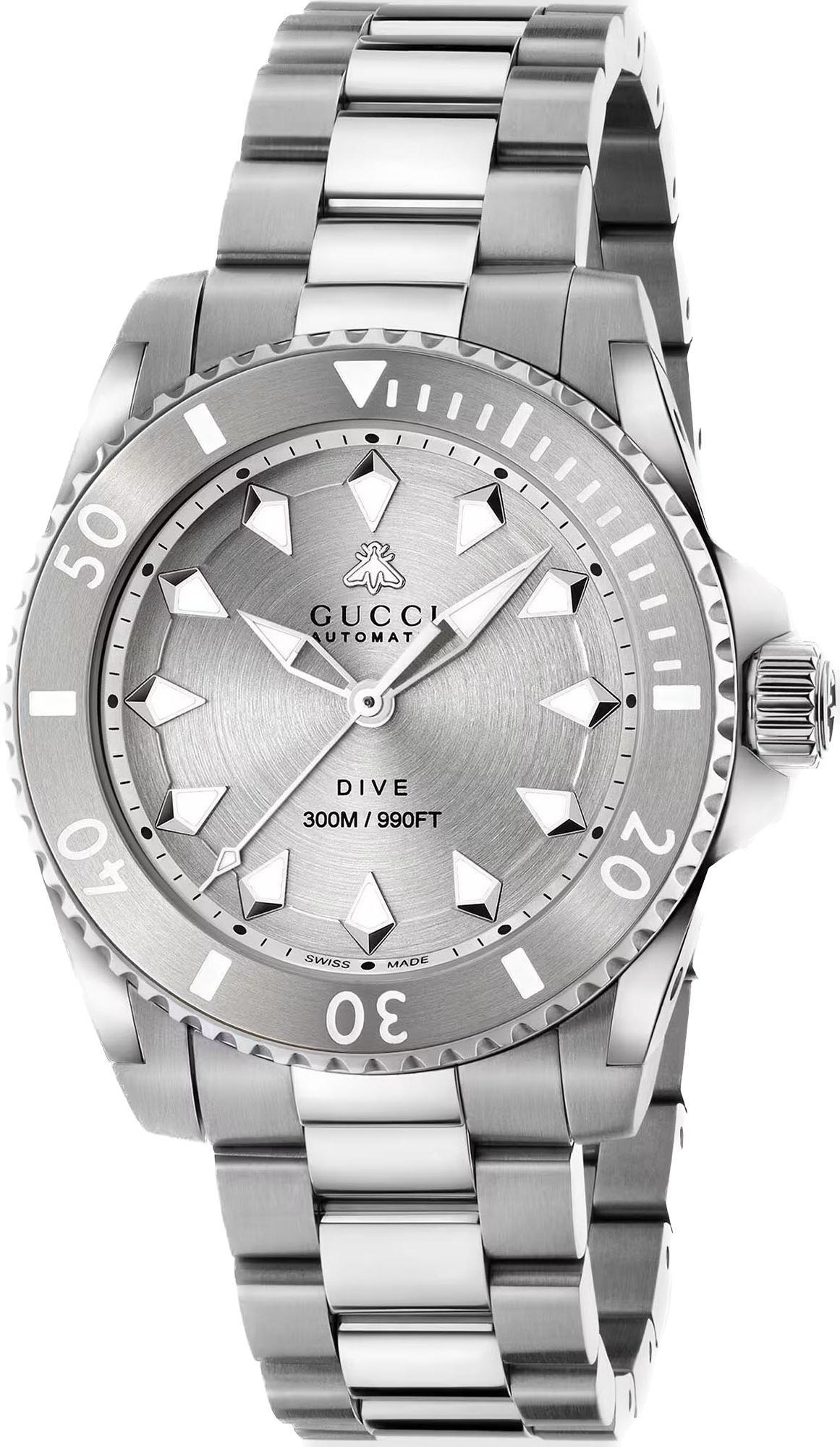 Gucci Dive Automatic Silver Dial Silver Steel Strap Watch Gucci Dive Automatic Silver Dial Silver Steel Strap Watch