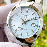 Tissot Gentleman Powermatic 80 Silicium Ice Blue Silver Steel Strap Watch For Men - T127.407.11.351.00