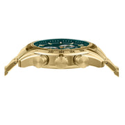 Versace V-Ray Chronograph Green Dial Gold Steel Strap Watch For Men - VE2I00621