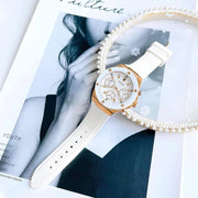 Guess Athena White Dial White Rubber Strap Watch For Women - GW0030L3
