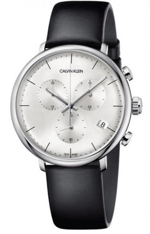 Calvin Klein High Noon Chronograph White Dial Black Leather