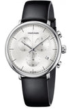 Calvin Klein High Noon Chronograph White Dial Black Leather Strap Watch for Men - K8M271C6