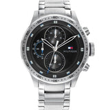 Tommy Hilfiger Trent Quartz Black Dial Silver Steel Strap Watch For Men - 1791805