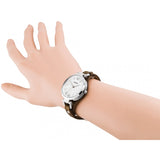 Fossil Georgia White Dial Brown Leather Strap Watch for Women - ES3060