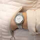 Fossil Stella Sport Multifunction Silver Dial Silver Steel Strap Watch for Women - ES5108