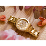 Michael Kors Runway Three-Hand Gold Dial Gold Steel Strap Watch For Women - MK6911