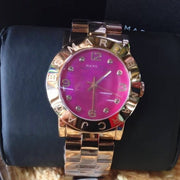 Marc Jacobs Amy Pink Dial Rose Gold Steel Strap Dial Watch for Women - MBM8625