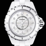 Chanel J12 Diamonds Quartz Ceramic White Dial White Steel Strap Watch for Women - J12 H2422