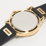 Guess King Quartz Crystals Gold Dial Black Silicone Strap Watch For Men - GW0537G2