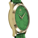 Gucci G Timeless Quartz Green Dial Green Leather Strap Watch For Women - YA1264099