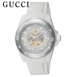 Gucci Dive Automatic Transparent Dial White Rubber Strap Watch For Men - YA136343