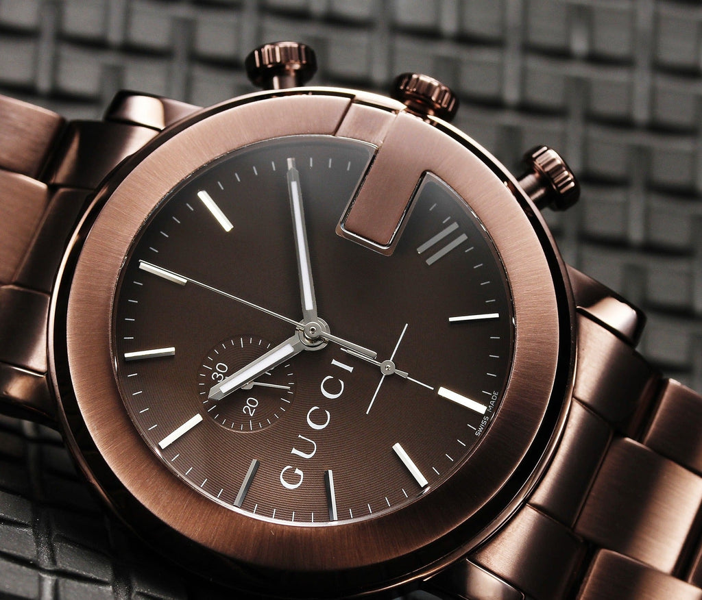 Gucci G Chrono Brown Dial Brown Steel Strap Watch For Men