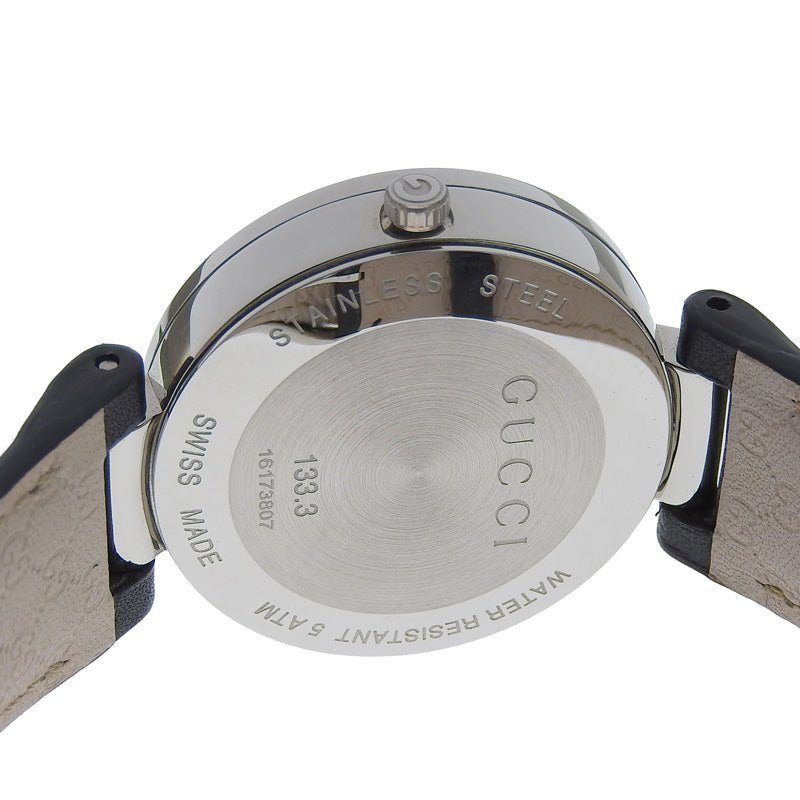 Gucci Interlocking Watch SS Leather Quartz Black Dial 133.3 Gucci Interlocking Grammy Special Cuff Black Dial Watch YA133201 main image 3