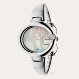 Gucci Guccissima Diamonds Mother of Pearl Dial Silver Steel Strap Watch For Women - YA134303