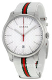 Gucci G Timeless Quartz White DIal White NATO Strap Watch For Men - YA126322