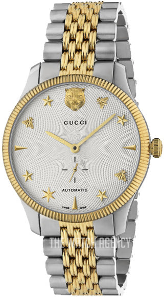 Gucci G Timeless Automatic White Dial Two Tone Steel Strap Watch