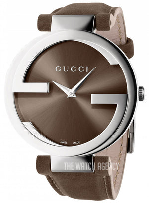 Gucci Interlocking G Brown Dial Brown Leather Watch For Men - YA133319