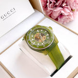 Gucci Dive Automatic Green Dial Green Rubber Strap Unisex Watch - YA136345