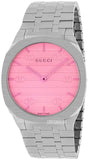 Gucci 25H Quartz Pink Dial Silver Steel Strap Watch for Women - YA163410