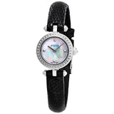 Gucci Diamantissima Diamonds Mother of Pearl Dial Black Leather Strap Watch For Women - YA141511