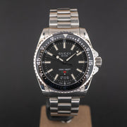 Gucci Dive Quartz Black Dial Silver Steel Strap Watch For Men - YA136301A