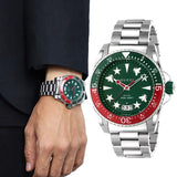 Gucci Dive Quartz Green Dial Silver Steel Strap Watch For Men - YA136222