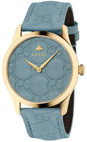 Gucci G Timeless Quartz Blue Dial Blue Leather Strap Watch For Men - YA1264097