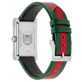 Gucci G Frame Quartz Green & Red Mother of Pearl Dial Multicolor Leather Strap Watch For Women - YA147408
