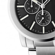 Gucci G Chrono Black Dial Silver Steel Strap Watch For Men - YA101204