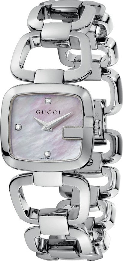 Gucci G Gucci Diamonds Mother of Pearl Dial Silver Steel Strap
