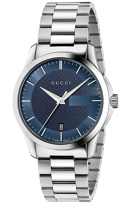 グッチ　GUCCI　目覚まし時計　REF0540 Gucci G Timeless Blue Dial Silver Steel Strap Watch For Men