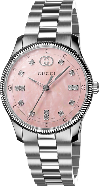 Gucci G-Timeless マザーオブパールダイヤル レディースウォッチ GUCCI（グッチ） 時計 ボーイズ・レディースウォッチ 革ベルト G